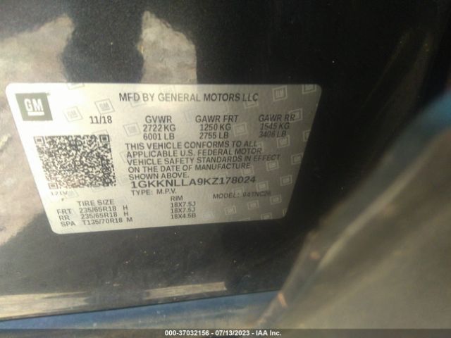 1GKKNLLA9KZ178024 GMC ACADIA SLE