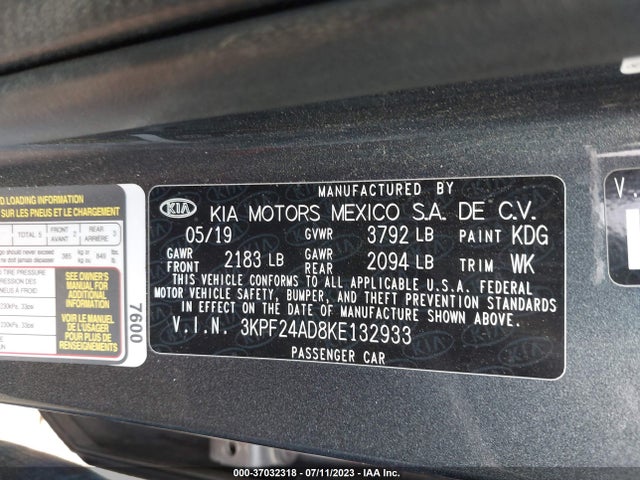 KIA FORTE FE 2019 3KPF24AD8KE132933 Image 9