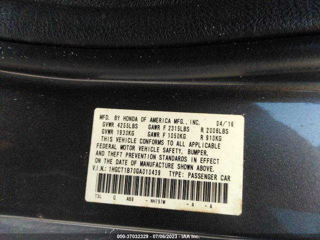 Honda Accord Coupe Ex 2016 1HGCT1B70GA010439 Image 9