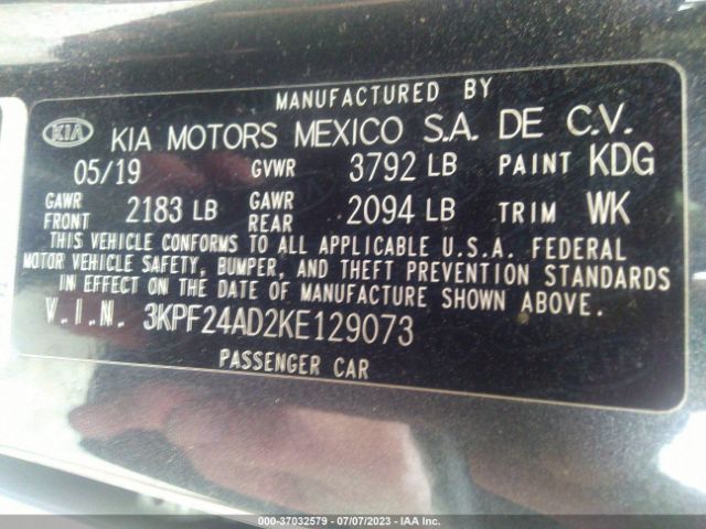 3KPF24AD2KE129073 KIA Forte Lxs