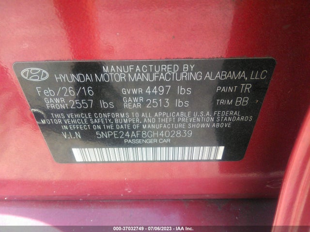 Hyundai Sonata 2.4l Se 2016 5NPE24AF8GH402839 Image 15