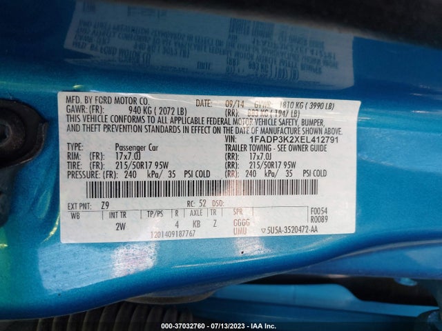 Ford FOCUS SE 2014 1FADP3K2XEL412791 Image 16