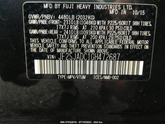 JF2SJADC1GH472687 Subaru Forester 2.5i Premium