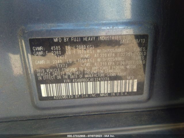 4S4BRBDC4E3243228 Subaru Outback 2.5i Premium