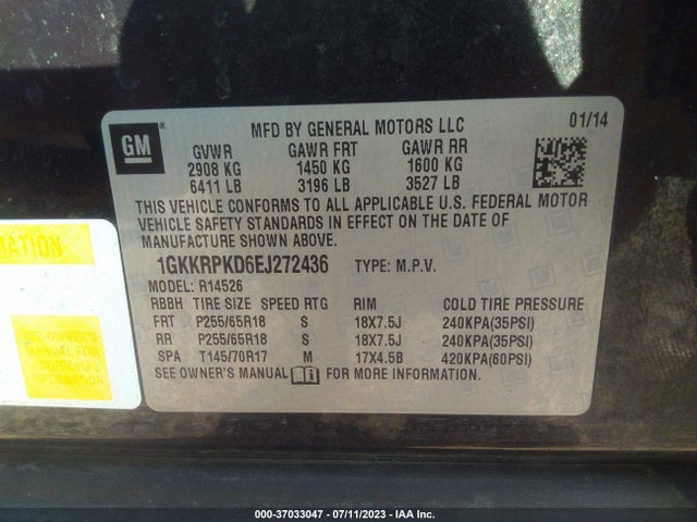 GMC ACADIA SLE 2014 1GKKRPKD6EJ272436 Image 9