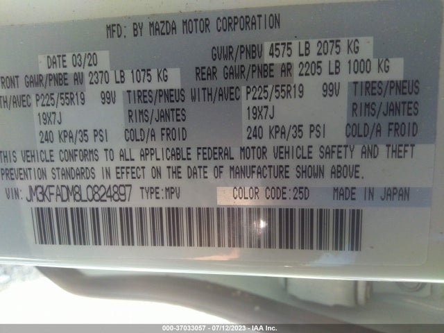Mazda Cx-5 Grand Touring 2020 JM3KFADM8L0824897 Image 10