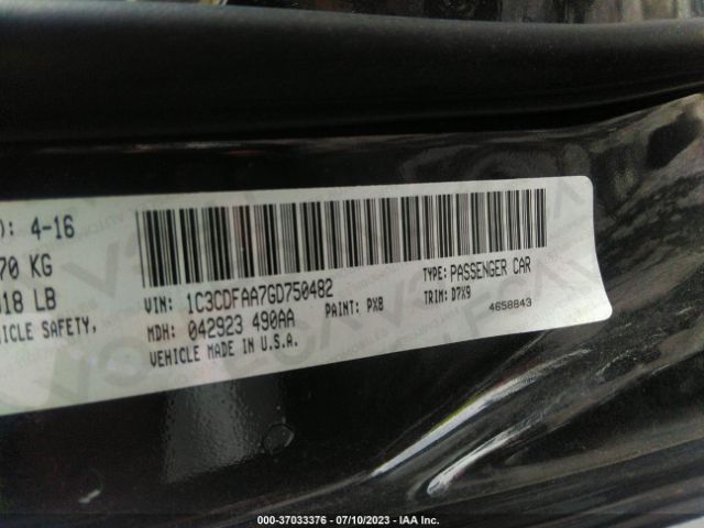 1C3CDFAA7GD750482 Dodge DART SE