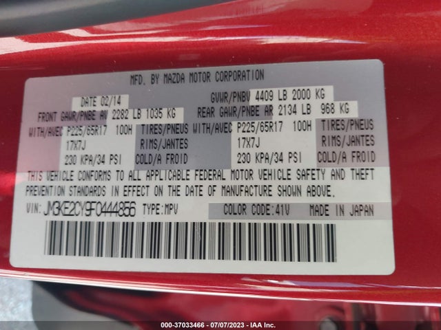 Mazda Cx-5 Touring 2015 JM3KE2CY9F0444856 Image 9