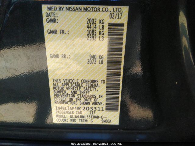 1N4BL3AP4HC203311 Nissan Altima 3.5 Sl