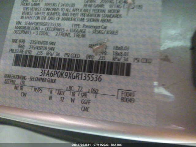 3FA6P0K9XGR135536 Ford Fusion Titanium