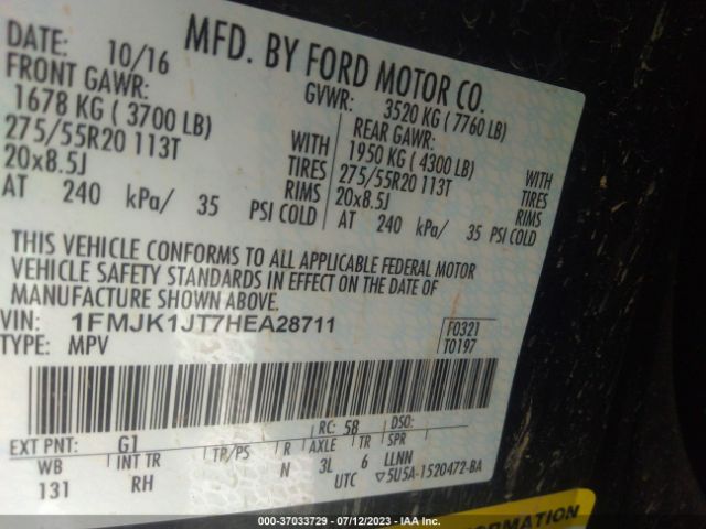 1FMJK1JT7HEA28711 Ford Expedition El Xlt/king Ranch
