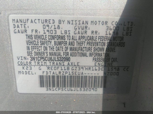 Nissan KICKS S 2018 3N1CP5CU6JL532090 Image 9