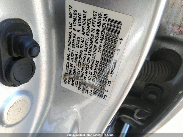 2012 HONDA CIVIC SDN EX-L VIN: 19XFB2F92CE364678