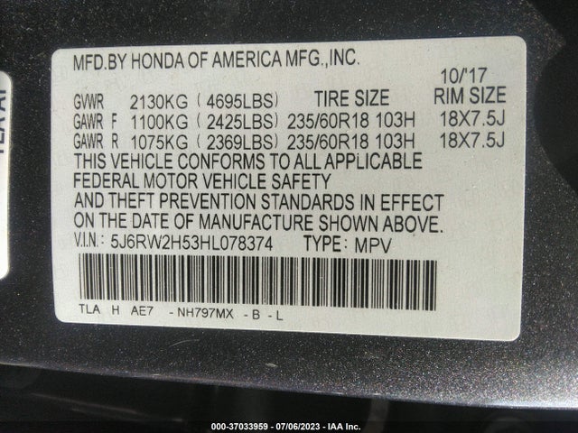 Honda CR-V EX 2017 5J6RW2H53HL078374 Image 15