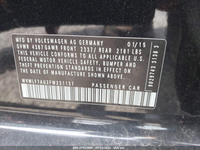 2015 Volkswagen Golf R, VIN: WVWLF7AU2FW231137