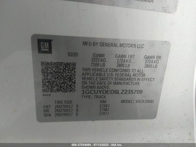 Chevrolet Silverado 1500 Lt 2020 1GCUYDED6LZ235709 Image 15