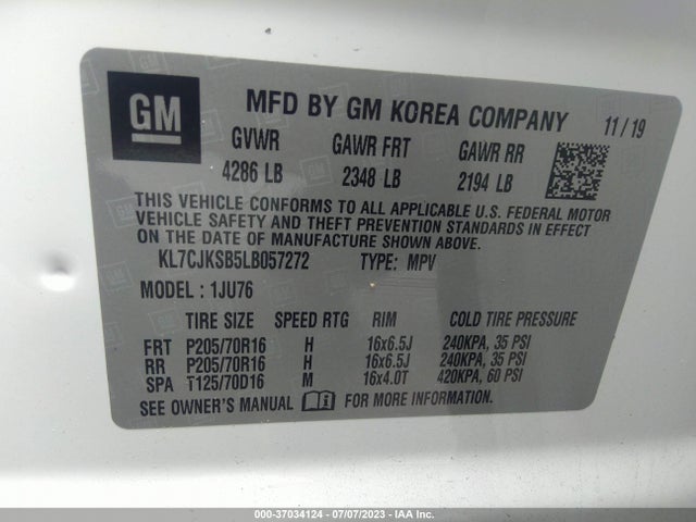 Chevrolet TRAX LS 2020 KL7CJKSB5LB057272 Image 9