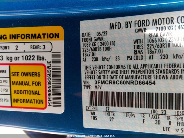 3FMCR9C60NRD66454 Ford Bronco Sport Outer Banks