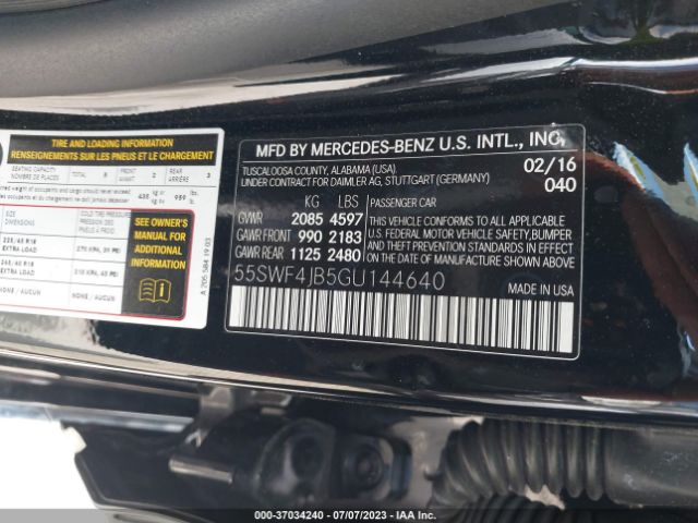 55SWF4JB5GU144640 Mercedes-Benz C-class C 300