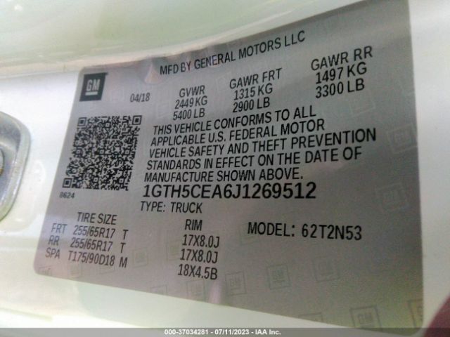1GTH5CEA6J1269512 GMC Canyon 2wd Sle