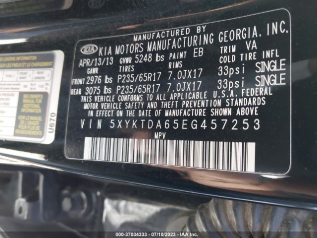 5XYKTDA65EG457253 KIA SORENTO LX