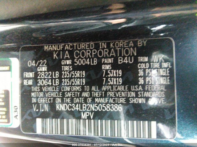 KNDC34LB2N5058386 KIA EV6 LIGHT