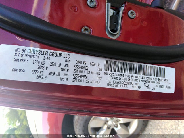 2014 RAM 1500 BIG HORN VIN: 1C6RR7LGXES301182