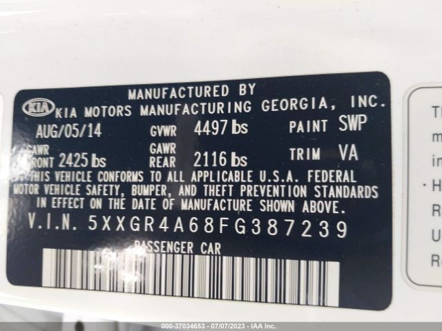 5XXGR4A68FG387239 KIA Optima Sx Turbo