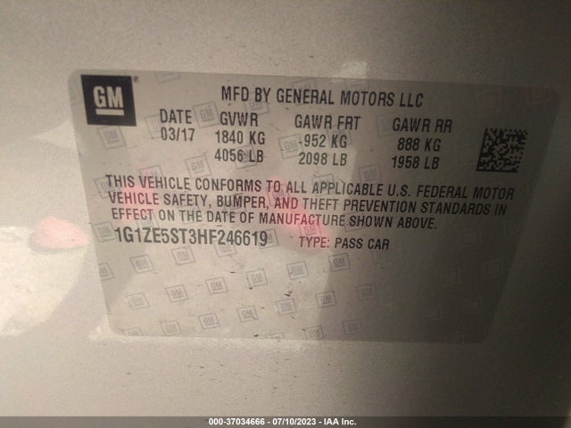 Chevrolet MALIBU LT 2017 1G1ZE5ST3HF246619 Image 9
