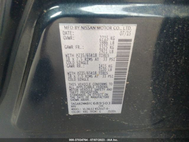 5N1AR2MM8FC689503 Nissan Pathfinder Sv
