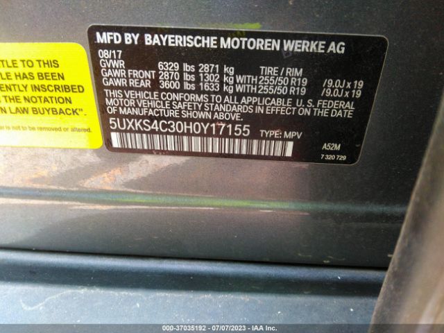 5UXKS4C30H0Y17155 BMW X5 Xdrive35d