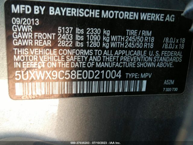 5UXWX9C58E0D21004 BMW X3 Xdrive28i