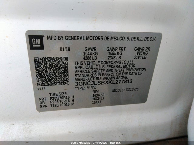 Chevrolet Trax Lt 2019 3GNCJLSBXKL277813 Image 12