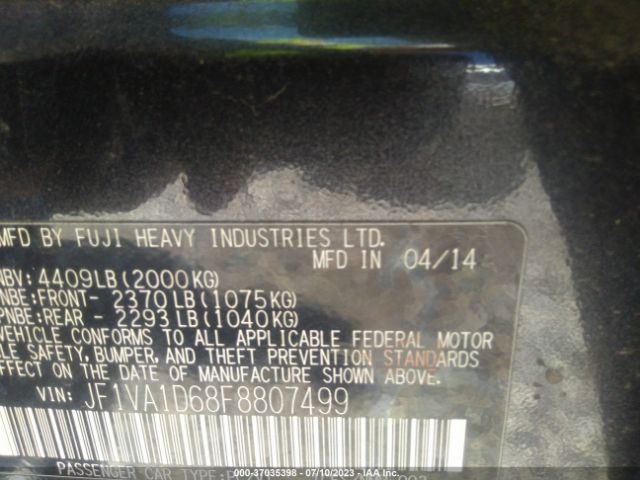 JF1VA1D68F8807499 Subaru Wrx Premium