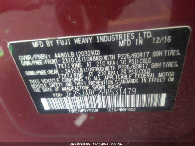 JF2SJARC2HH531479 Subaru Forester Limited