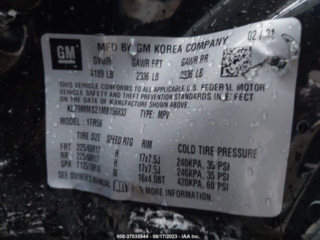 Chevrolet Trailblazer Ls 2021 KL79MMS21MB156833 Image 9
