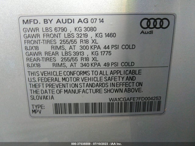 WA1CGAFE7FD004253 Audi Q7 3.0t Premium