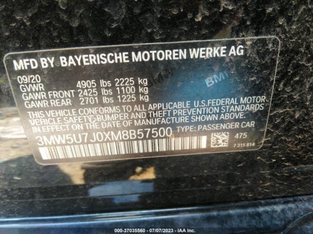 3MW5U7J0XM8B57500 BMW 3 Series M340i