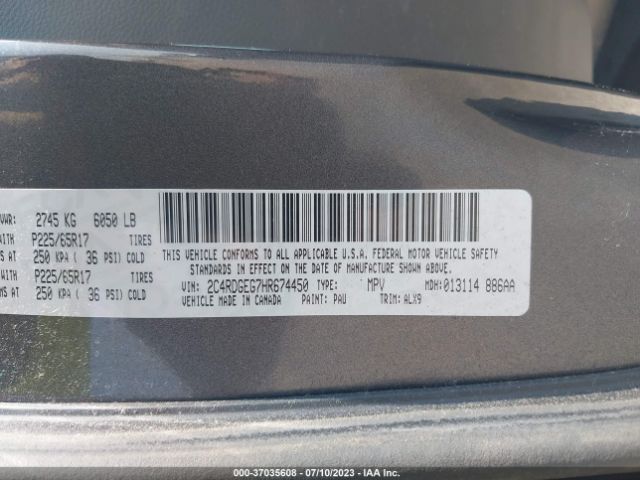 2C4RDGEG7HR674450 Dodge Grand Caravan Gt