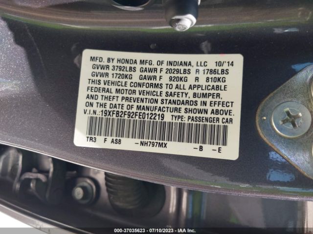 19XFB2F92FE012219 Honda Civic Sedan Ex-l