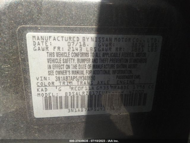 3N1AB7AP5JY348650 Nissan SENTRA SR