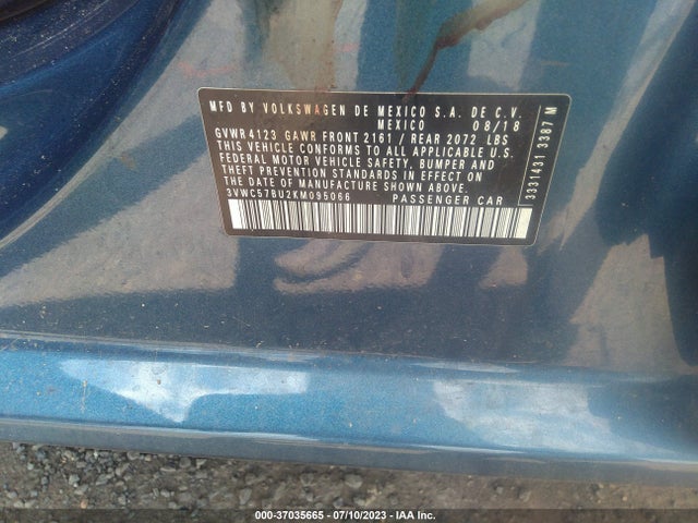 3VWC57BU2KM095066 Volkswagen Jetta 1.4t R-line/1.4t S/1.4t Se