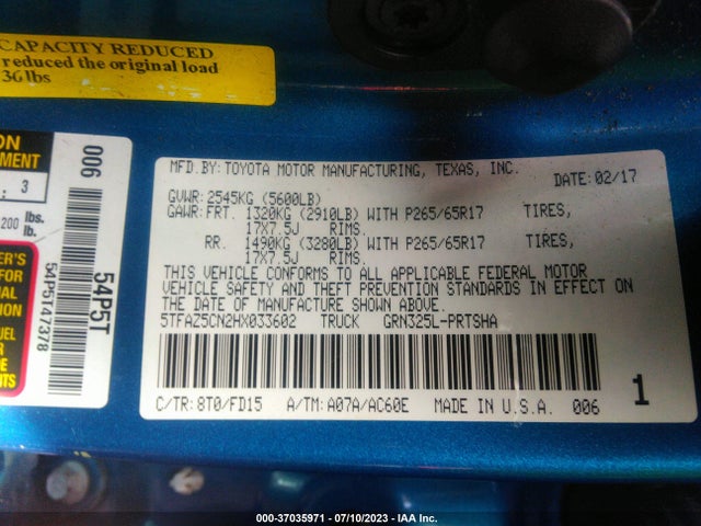 Toyota Tacoma Sr5 2017 5TFAZ5CN2HX033602 Image 14