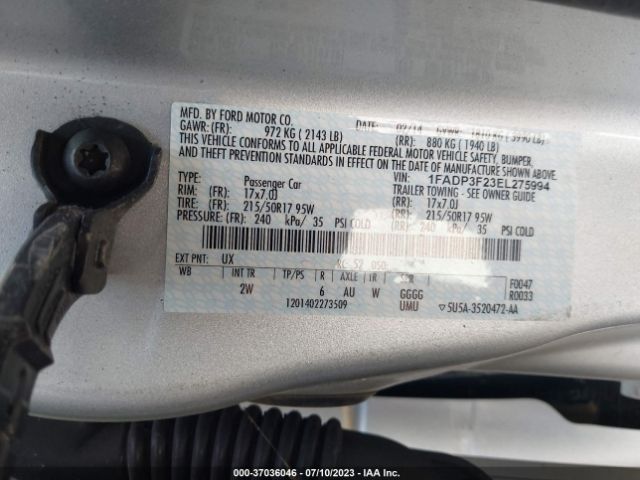 1FADP3F23EL275994 Ford FOCUS SE