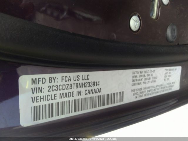 2C3CDZBT9NH233914 Dodge Challenger R/t