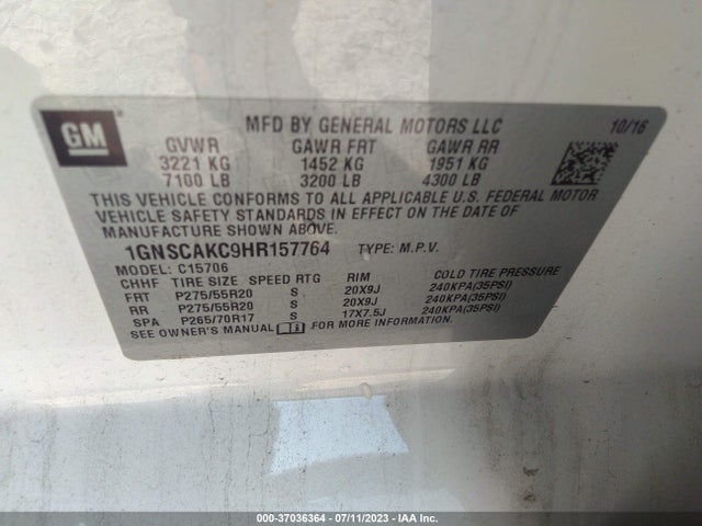 Chevrolet Tahoe Ls 2017 1GNSCAKC9HR157764 Image 9