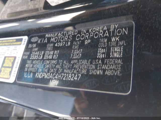 2017 KIA SPORTAGE LX VIN: KNDPM3AC4H7218247