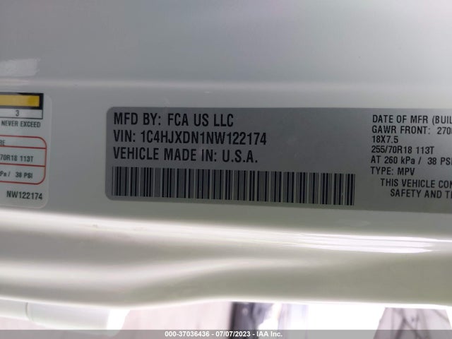 1C4HJXDN1NW122174 Jeep Wrangler Unlimited Sport Altitude