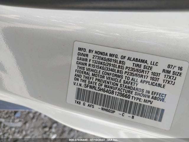 Honda Odyssey Ex-l 2016 5FNRL5H64GB120660 Image 9