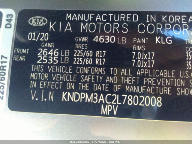 KNDPM3AC2L7802008 KIA Sportage Lx